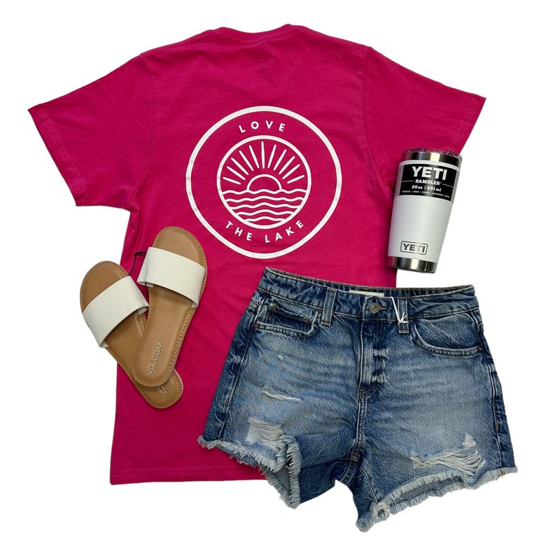Love The Lake Bright Pink Tee