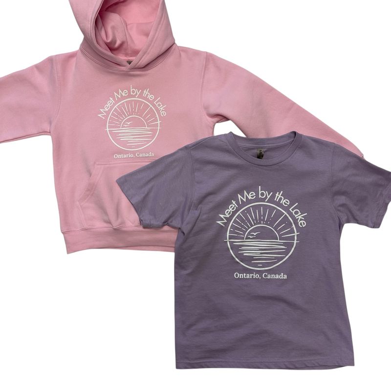 Meet Me by the Lake Kids Hoodie Pink