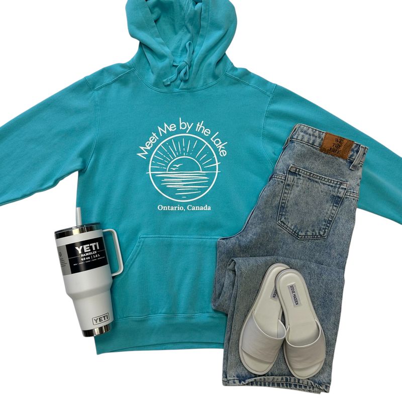 Meet Me by the Lake Hoodie Light Turq