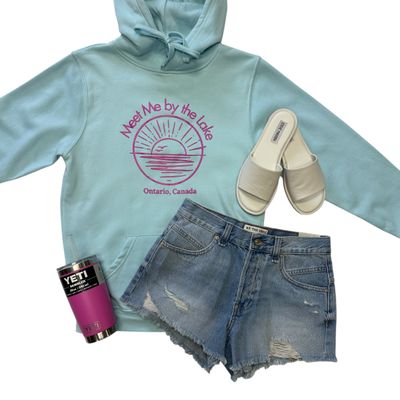 Meet Me by the Lake Hoodie Blue