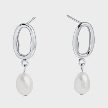 Papaya Pearl Pendant Earrings Silver