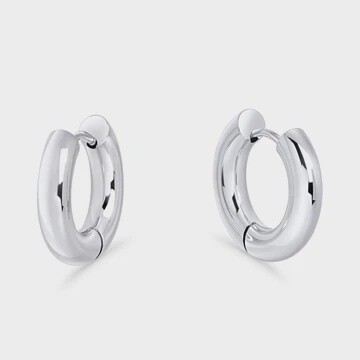 Chroma Medium Huggie Earrings Silver