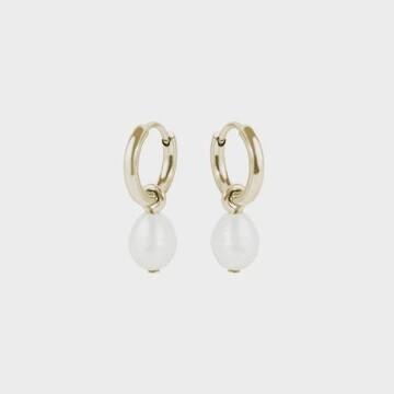 Sally Pearl Huggie Earrings Gold