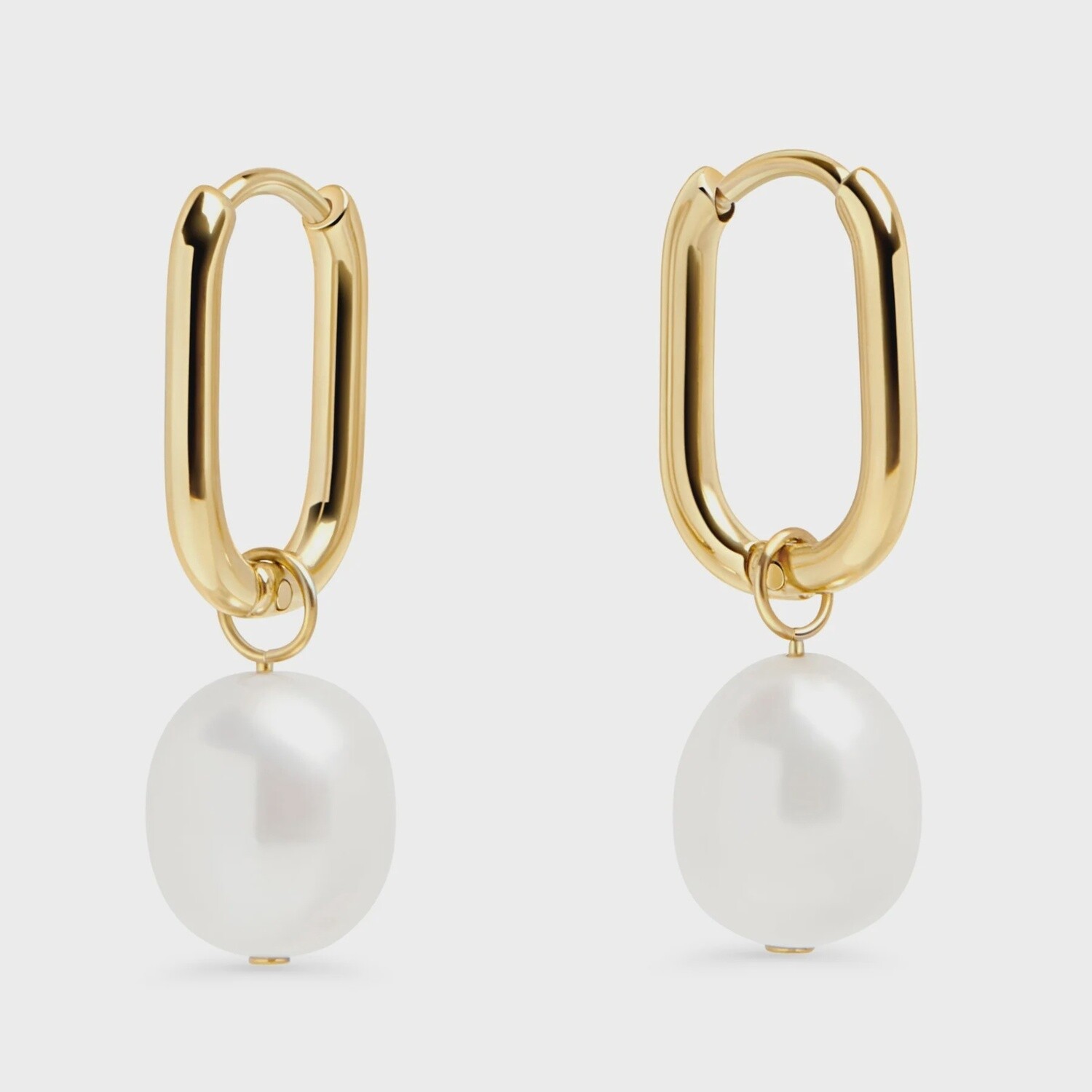 Opal Pearl Huggie Earrings Gold
