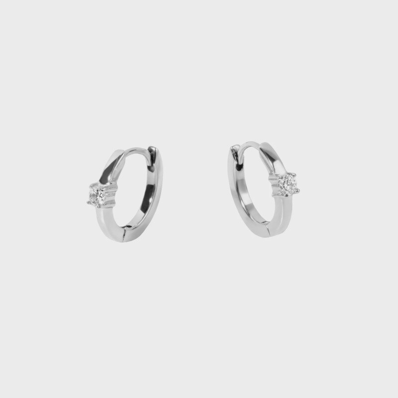 Royal Huggie Earrings Silver