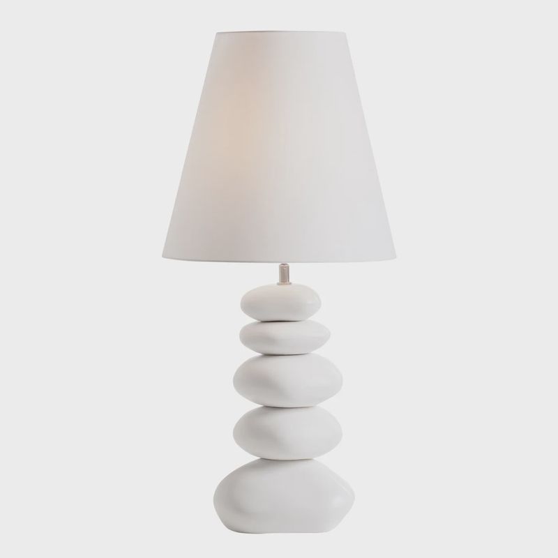 Oslo White Stacked Stone Table Lamp
