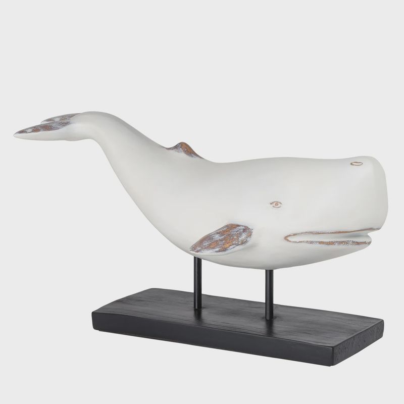 Whale Resin Decor Statue - White