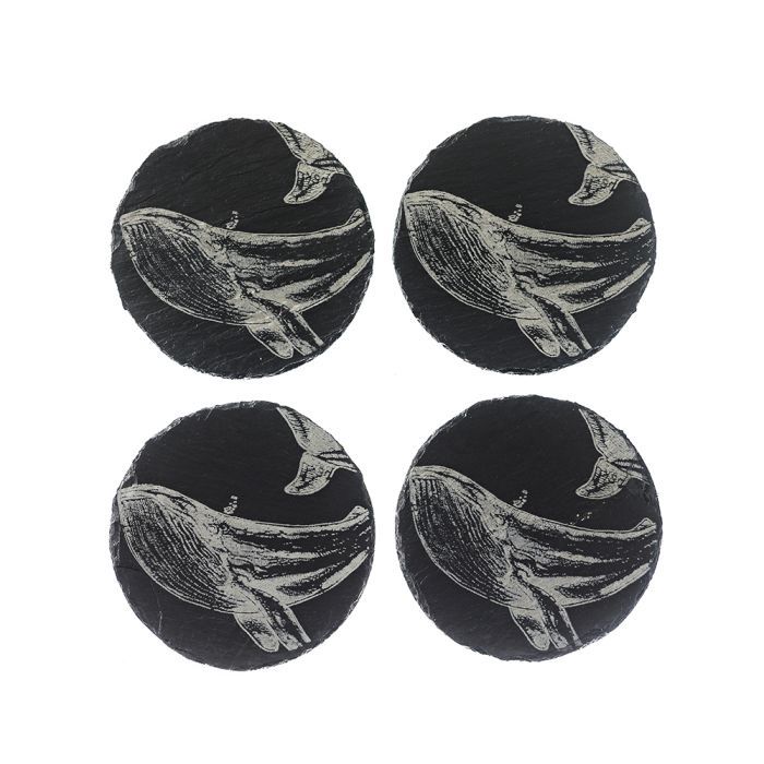 4 Slate Coasters - Whale
