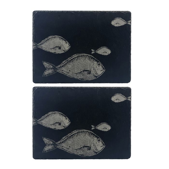 2 Slate Placemats-Fish