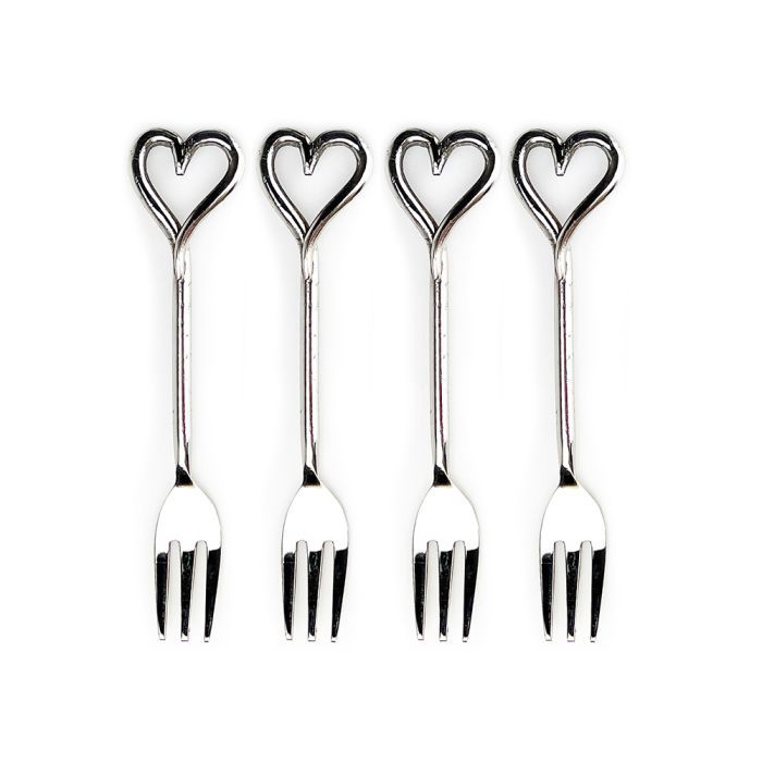 4 Pastry Forks - Love Heart
