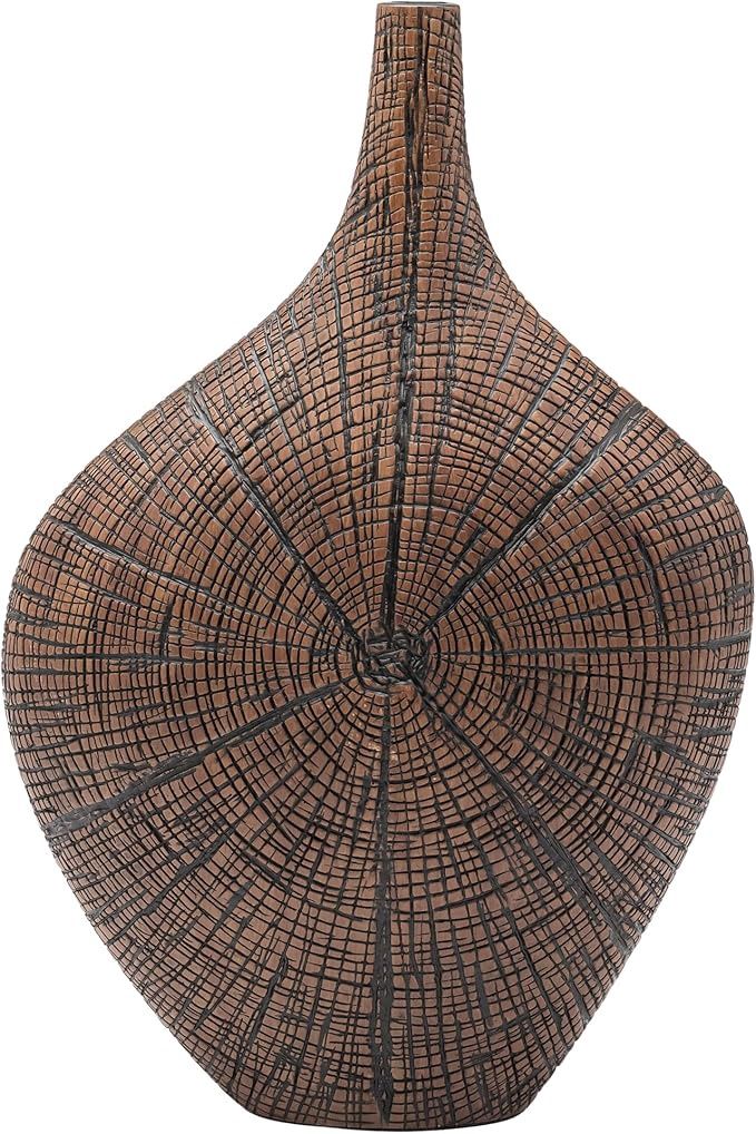 Radiant Bark Carved Vase Brown