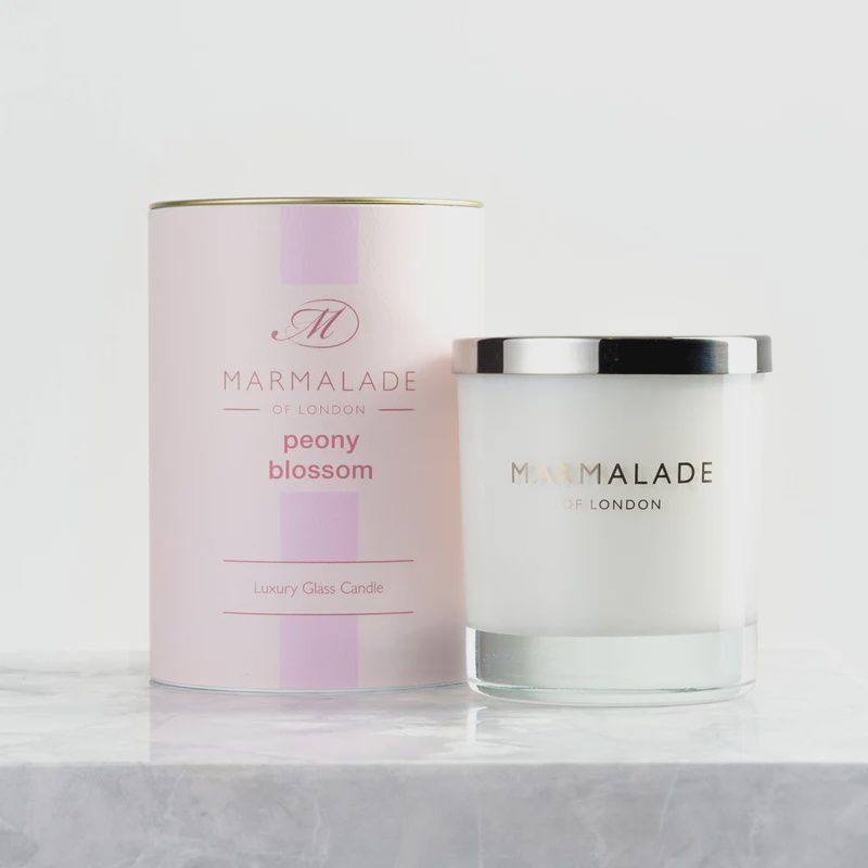 Peony Blossom Glass Candle
