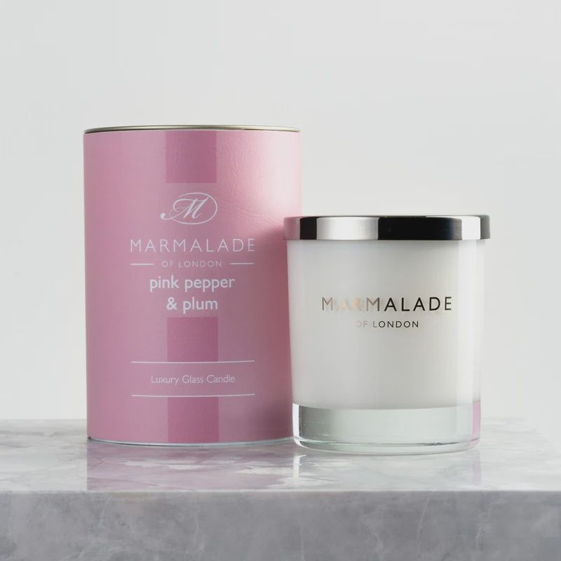 Pink Pepper &amp; Plum Glass Candle