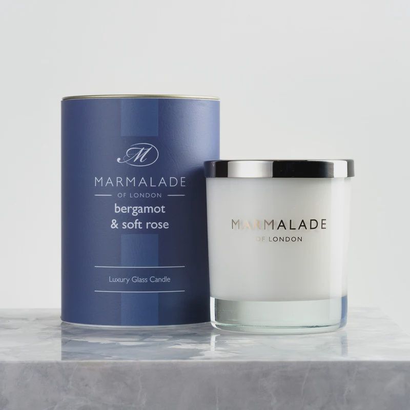 Bergamot &amp; Soft Rose Glass Candle