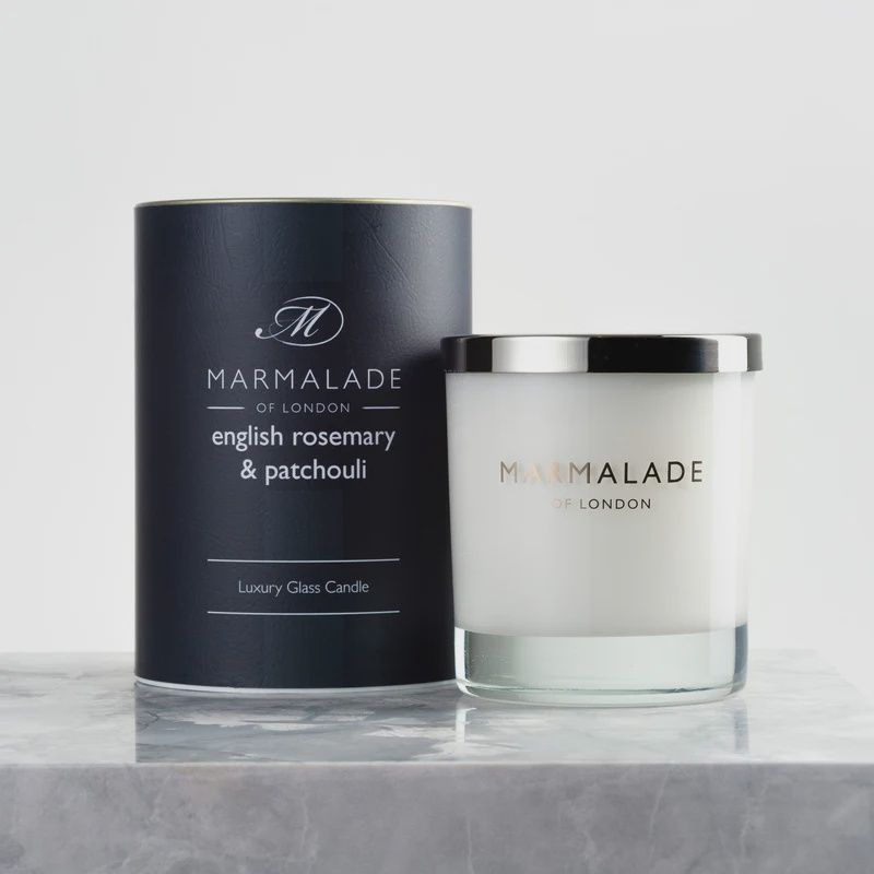 English Rosemary &amp; Patchouli Glass Candle