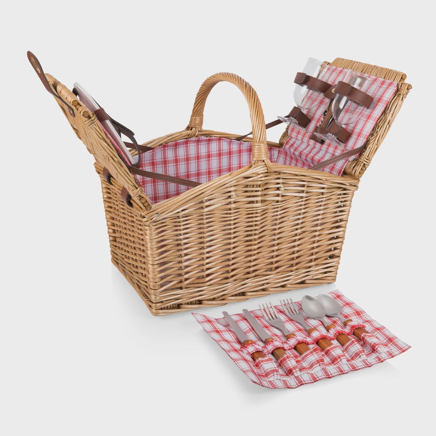 Piccadilly Basket Red &amp; White Plaid