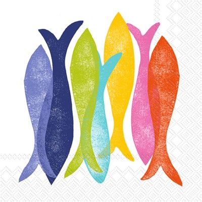 Kate Nelligan Hand Stamp Fish Cocktail Napkin
