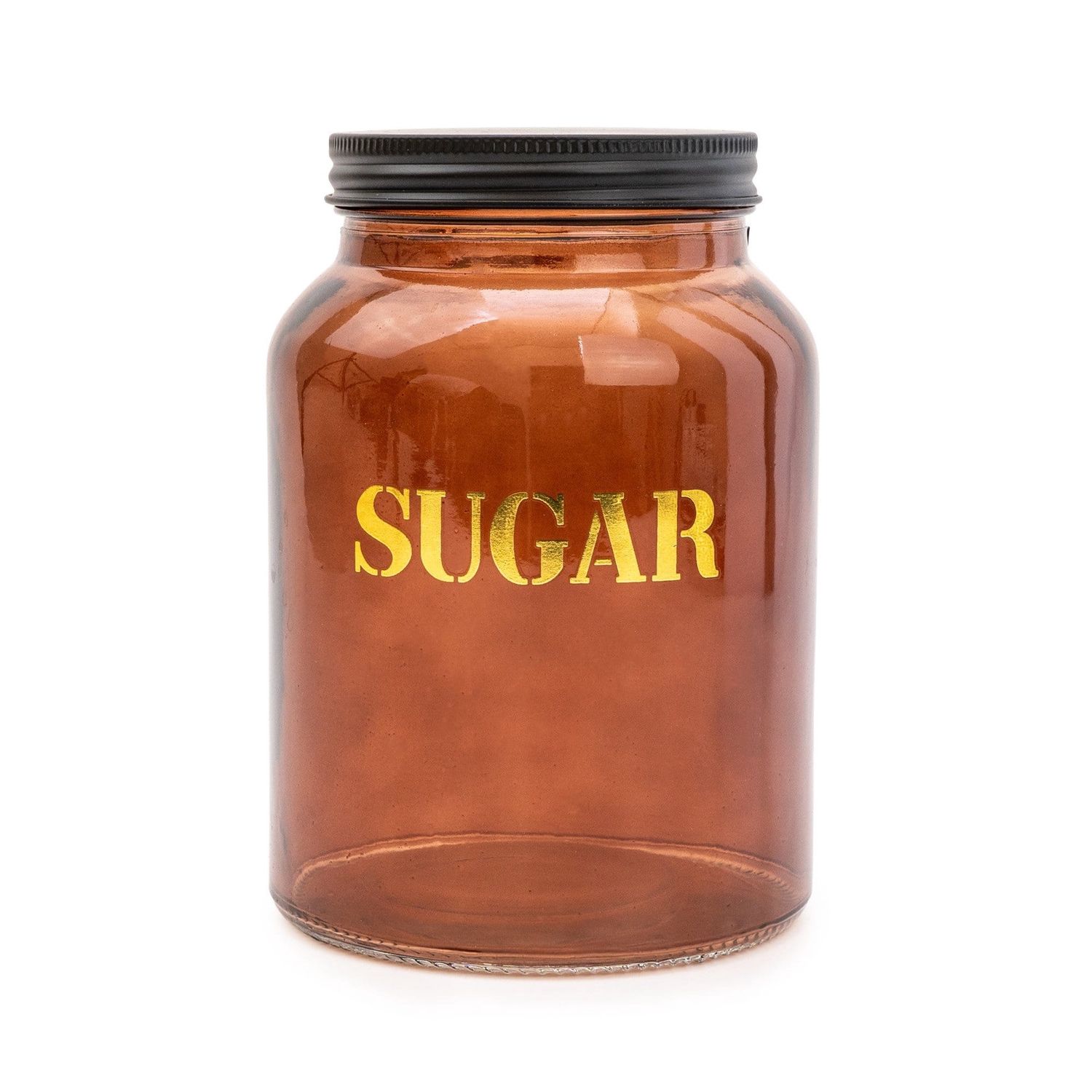 Glass Storage Jar Sugar Amber