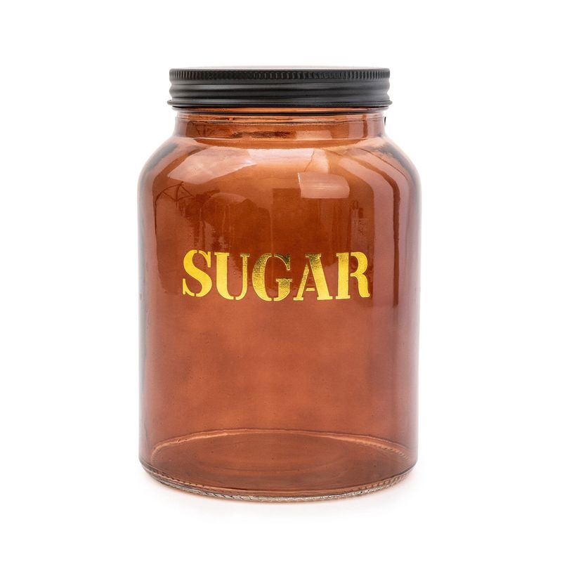 Glass Storage Jar Sugar Amber