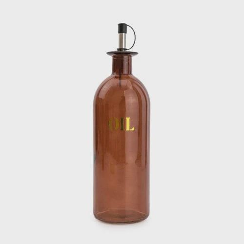 Vintage Amber Glass Storage Jar Oil