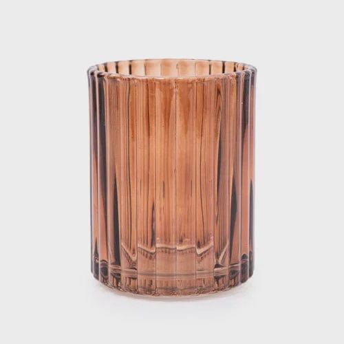 Ridged Amber Glass Tumbler