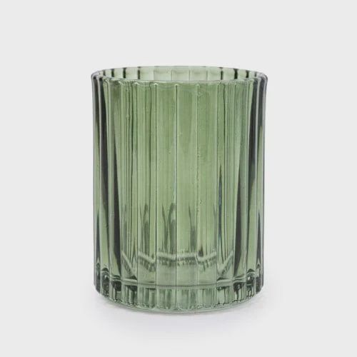 Ridged Olive Glass Tumbler