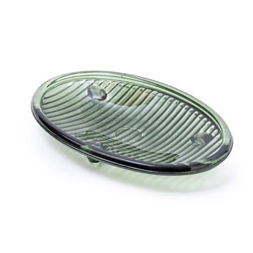 Ridged Olive Glass Soap Dish