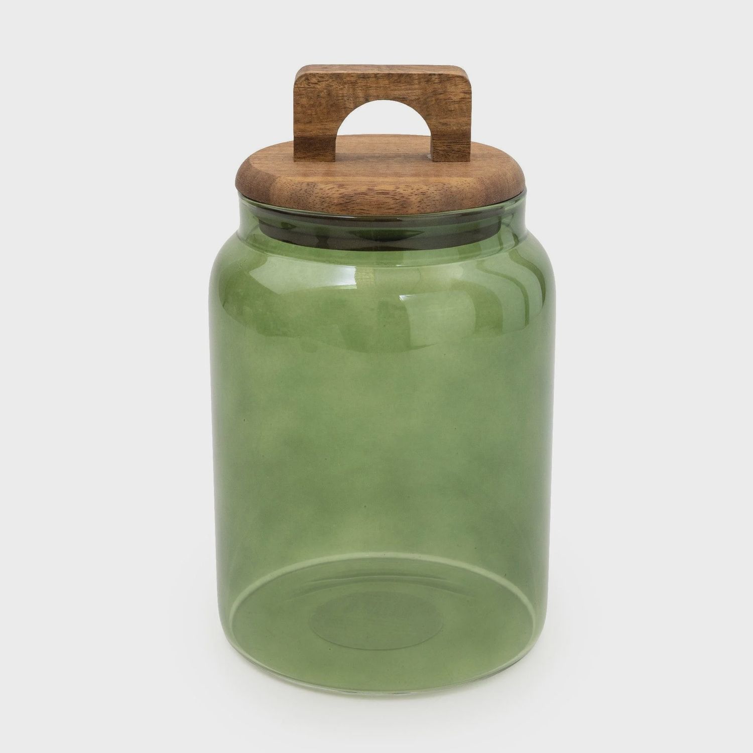 Glass Storage Jar With Wooden Lid Green