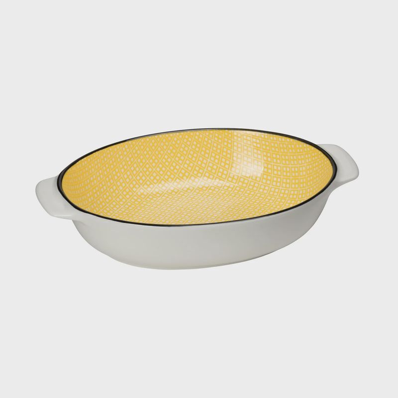 Kiri Porcelain Oval Serving Dish - Yellow