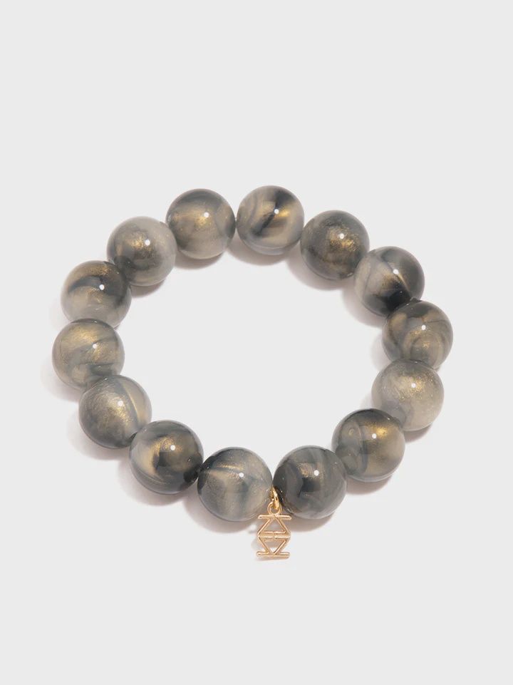 Gray Chunky Iridescent Beaded Bracelet