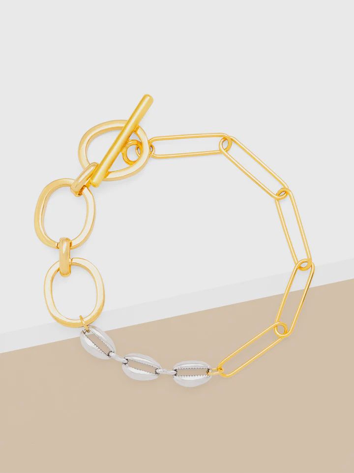 Gold and Rhodium Two-Tone Adjustable Link Bracelet