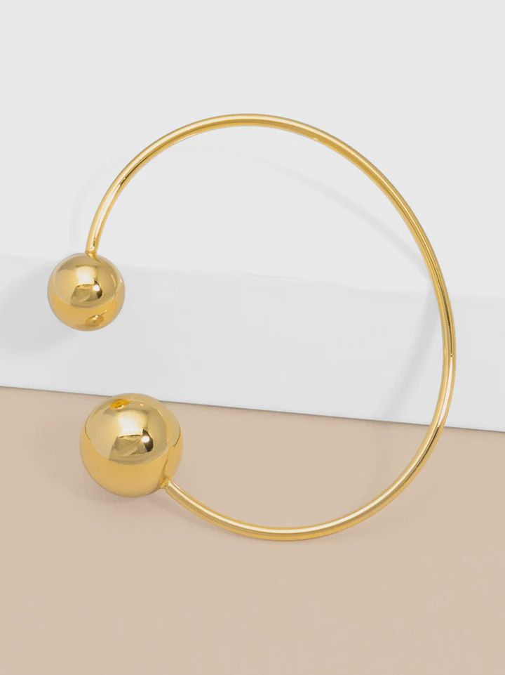 Gold Two Beads Cuff Bracelet