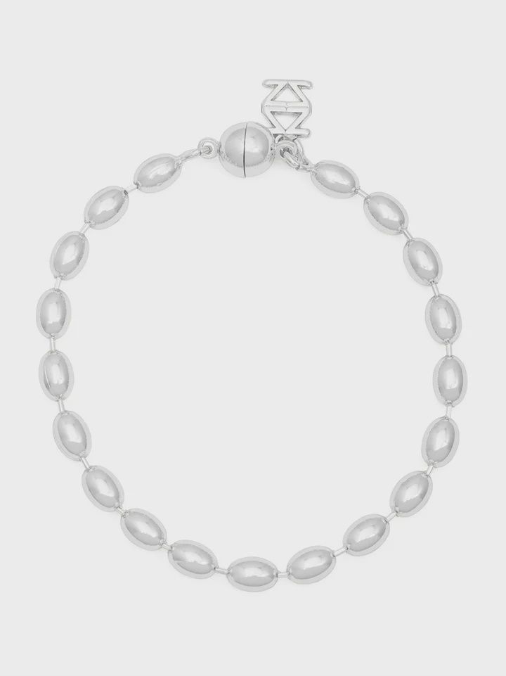 Rhodium Metal Beaded Magnetic Closure
