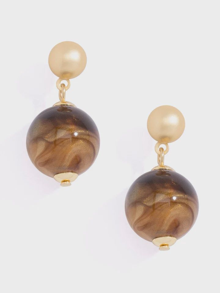 Brown Iridescent Bead Drop Earring