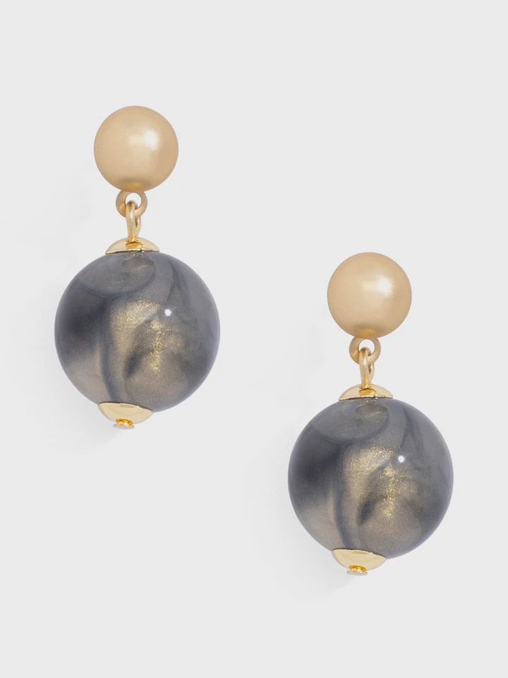 Gray Iridescent Bead Drop Earring