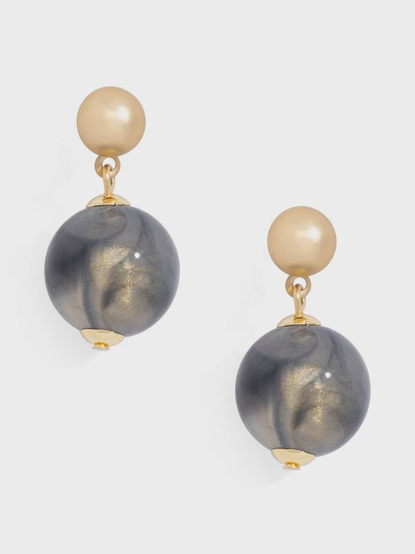 Gray Iridescent Bead Drop Earring