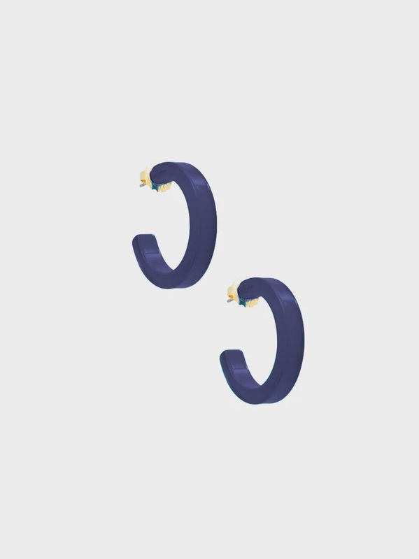 Small Navy Resin Open Hoop Earring