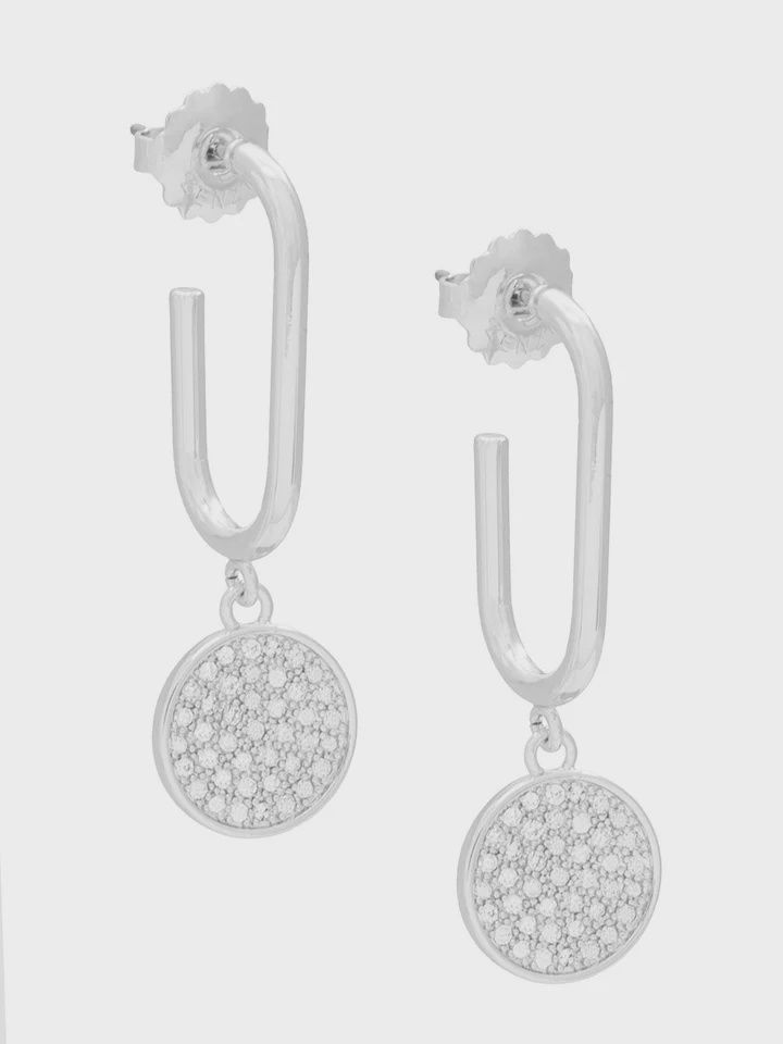 Rhodium Pavé Disc Drop Earring