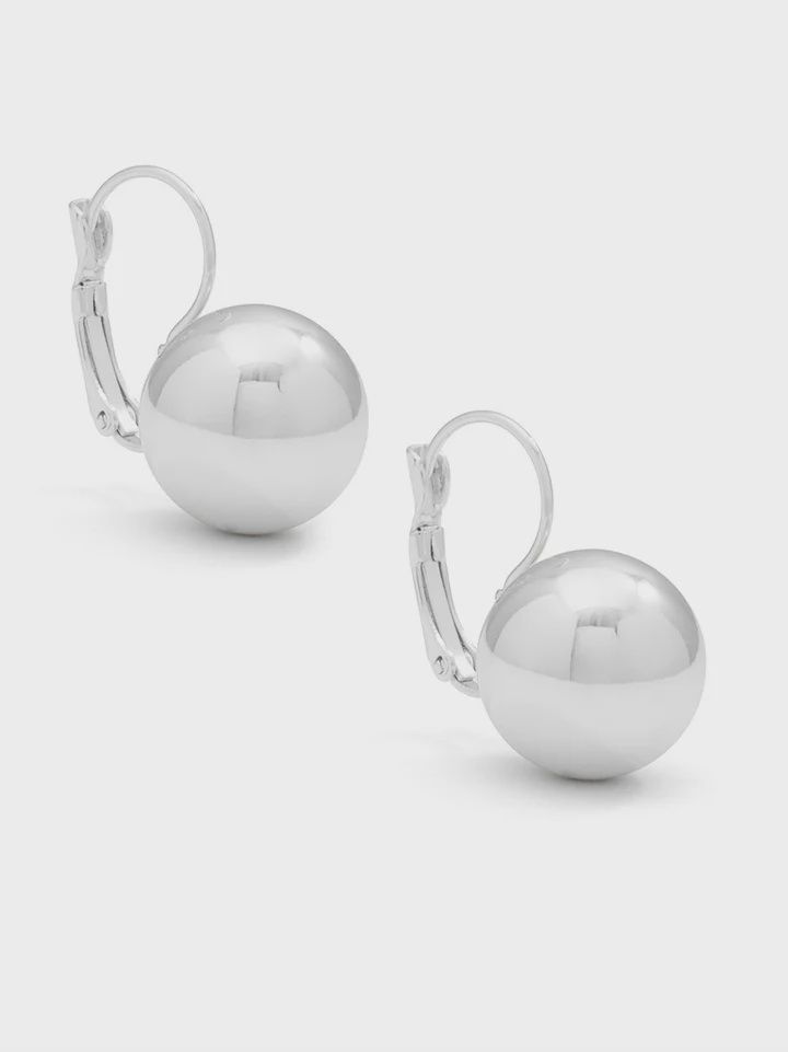 Rhodium Metal Ball Drop Earring
