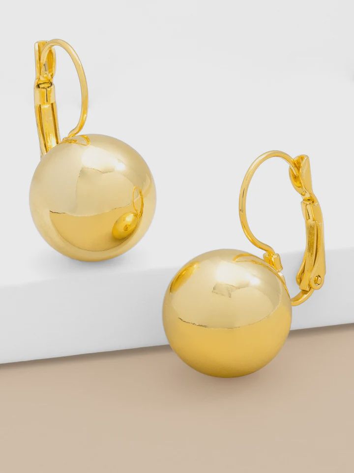 Gold Metal Ball Drop Earring