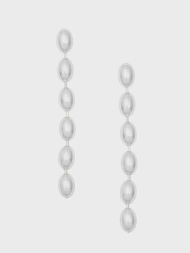 Rhodium Metal Beaded Drop Earring