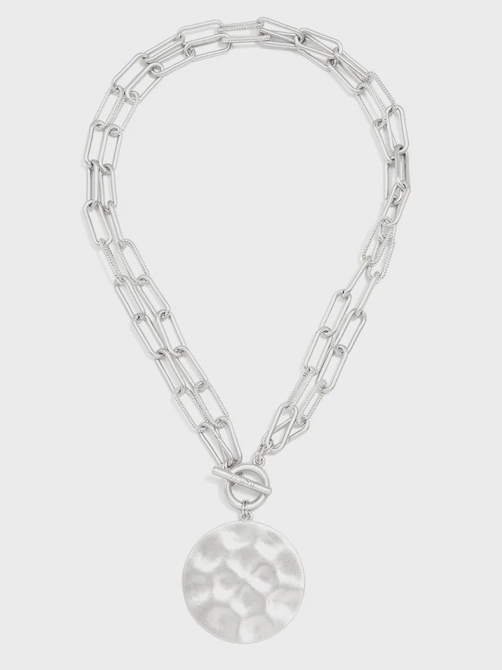 Silver Double-Strand Link Coin Necklace