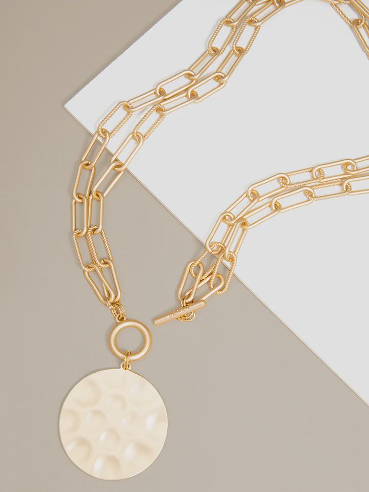 Gold Double-Strand Gold Link Coin Necklace