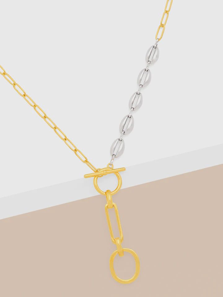 Two-Tone Link Drop Collar Necklace