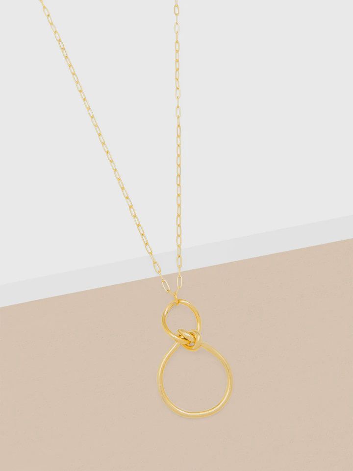 Gold Infinity Knotted Pendant Long Chain Necklace