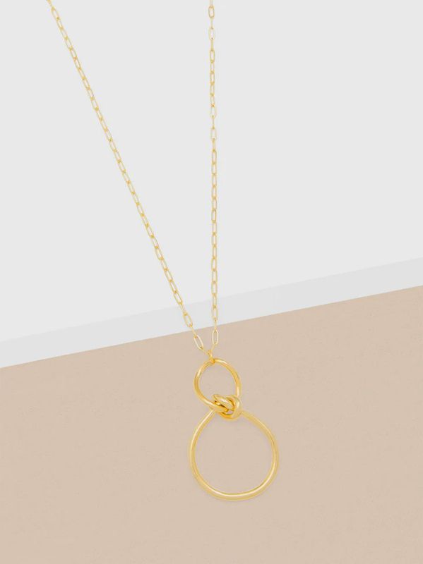 Gold Infinity Knotted Pendant Long Chain Necklace