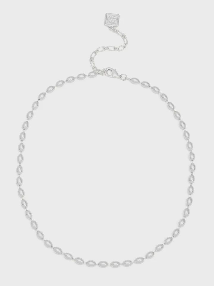 Rhodium Metal Beaded Collar Necklace
