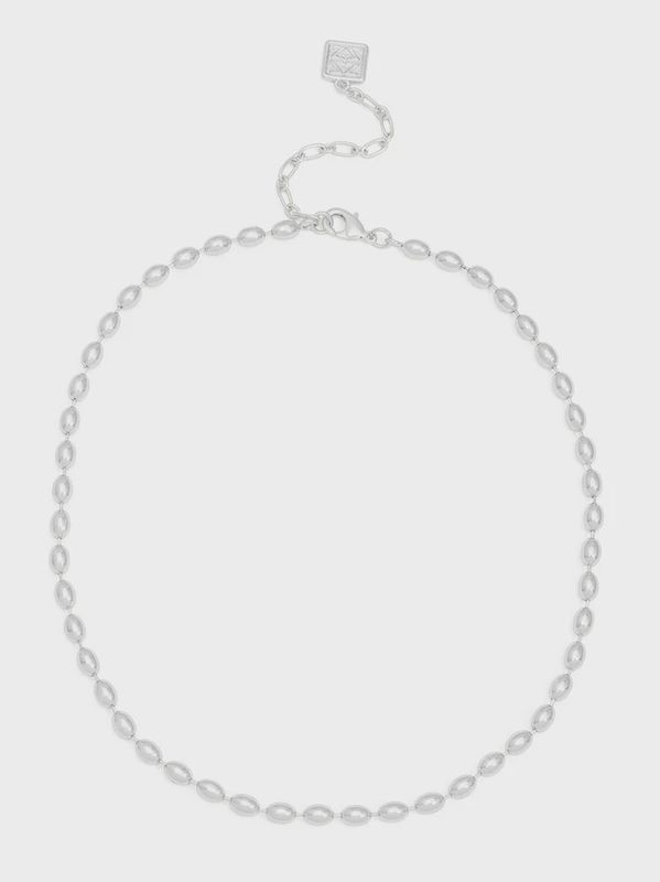 Rhodium Metal Beaded Collar Necklace