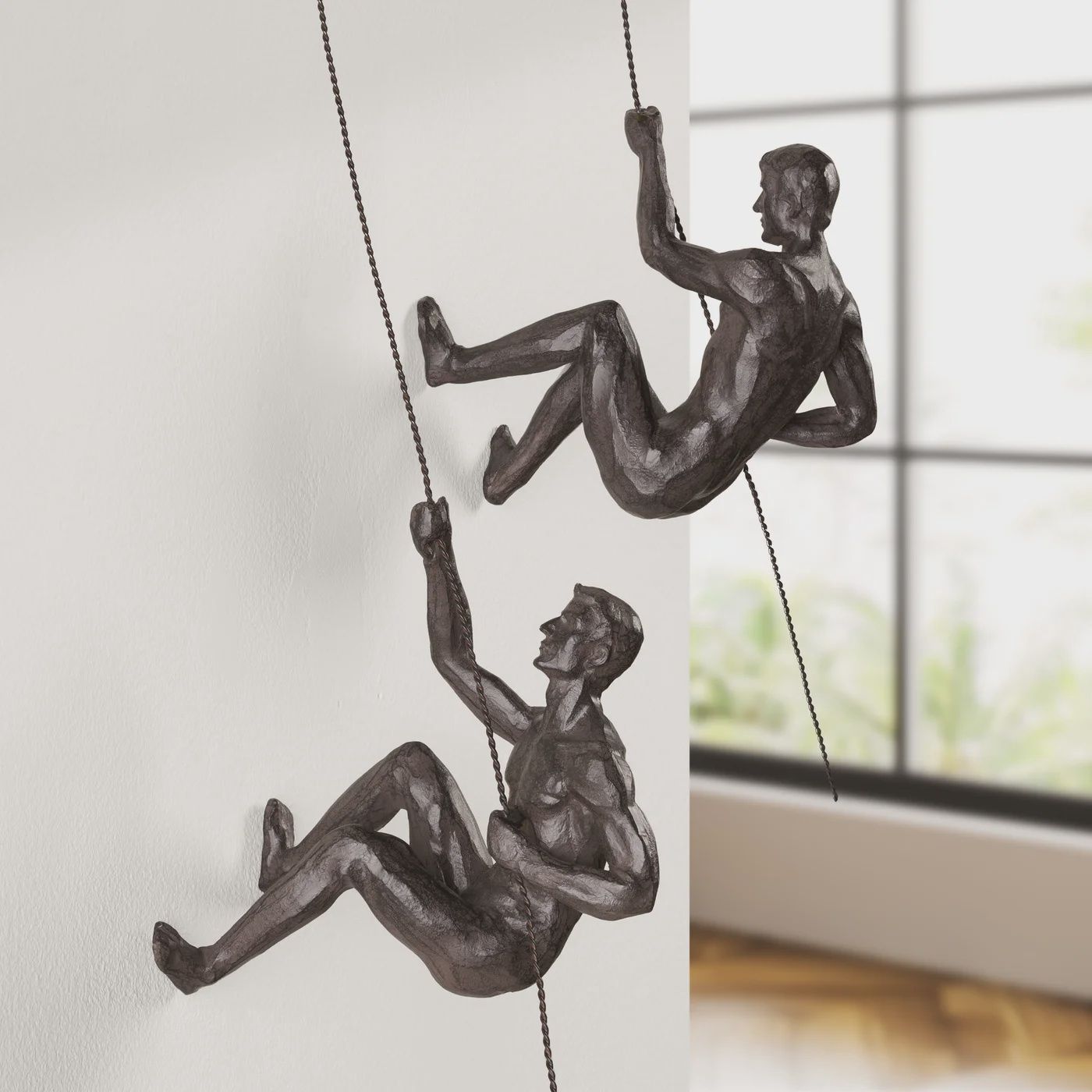 Cliff Resin Men 2 Piece Wall Climbing Sculpture Set
