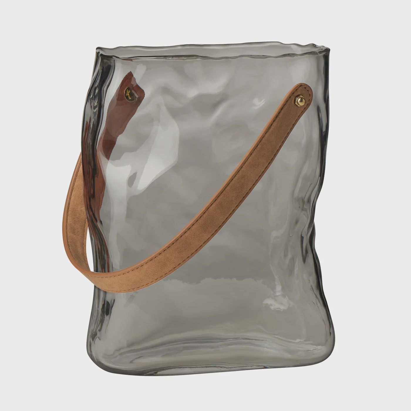 Handbag Smoke Glass 9.5h&quot; Vase w/ Faux Leather